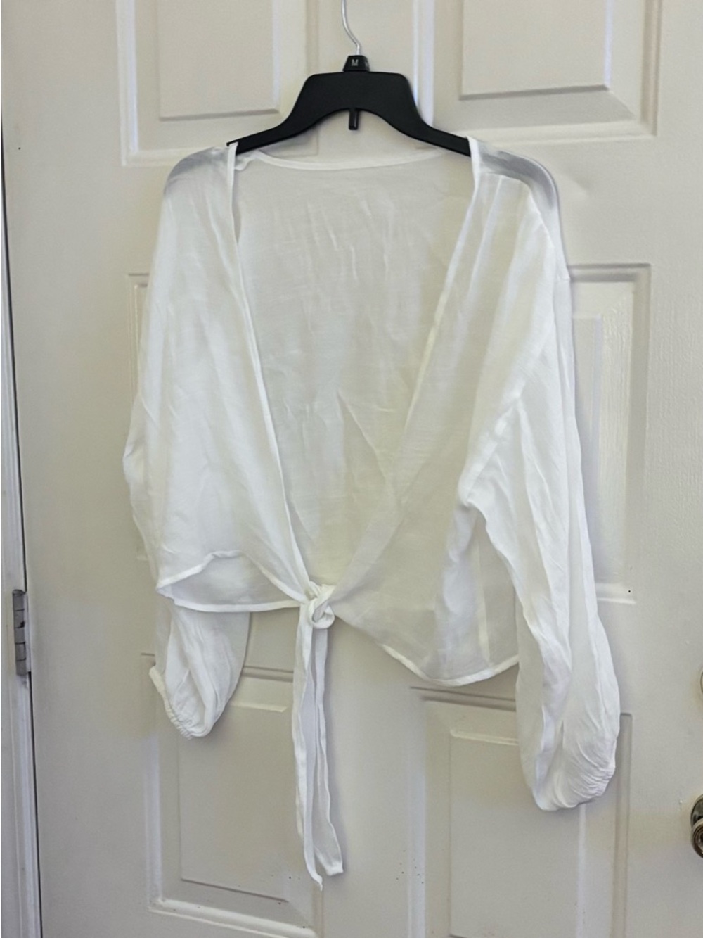 Lightweight White Tie-Front Women's Top